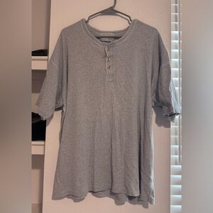 Vintage Y2K Abercrombie & Fitch Light Gray Henley Tee Size XL/XXL